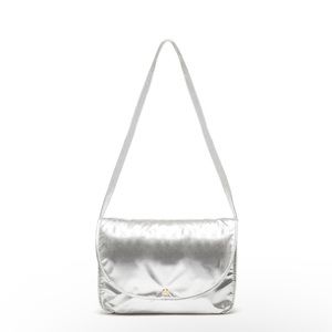 Metallic Silver Shiny Shoulder Laptop Purse Bag